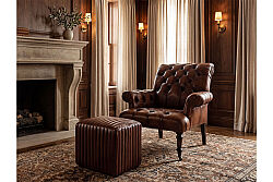 AUSTIN TEKLİ KOLTUK DERİ KAHVE 101x92x92cm C0201B-1D B102 - 3