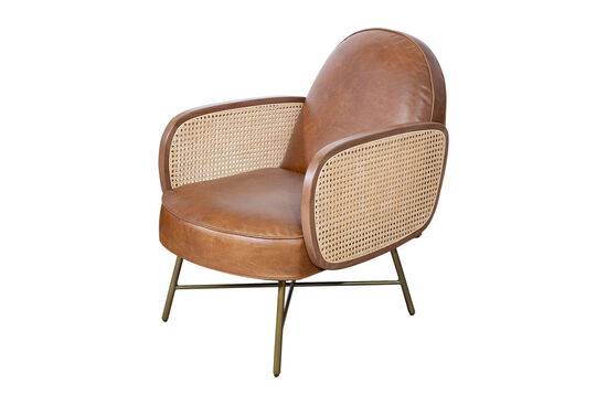 BAHIA KOLLU SANDALYE CAMEL 81x60x80cm C0545-1D B65 CUBA BROWN-W65 RATTAN-39 GOLD İRON