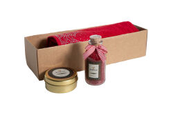 BANYO TUZU/ÇAM AĞACI TAŞLI HAVLU 45x70 cm KUTULU SET KIRMIZI - 3