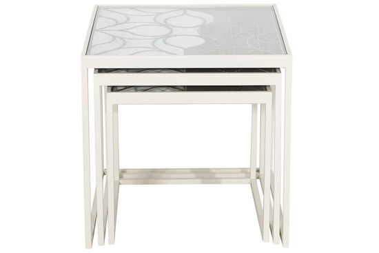 BARESSA-1 UCLU ZİGON ANTIK SEHPA KREM 50x50x50cm - 1