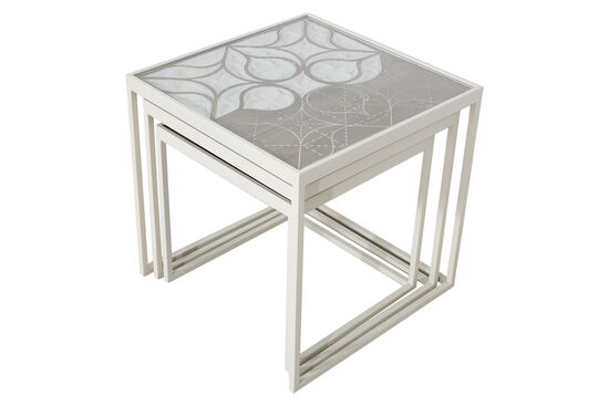 BARESSA-1 UCLU ZİGON ANTIK SEHPA KREM 50x50x50cm - 2