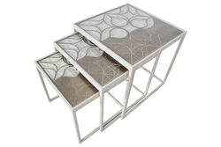 BARESSA-1 UCLU ZİGON ANTIK SEHPA KREM 50x50x50cm - 3