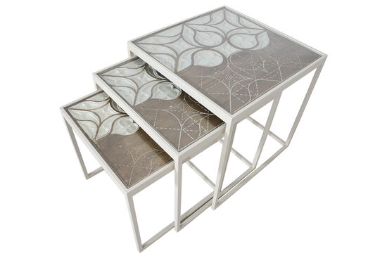 BARESSA-1 UCLU ZİGON ANTIK SEHPA KREM 50x50x50cm - 3