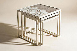 BARESSA-1 UCLU ZİGON ANTIK SEHPA KREM 50x50x50cm - KERVAN