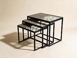 BARESSA-2 UCLU ZİGON ANTIK SEHPA KAHVERENGI 57,5x38,5x50cm - 2