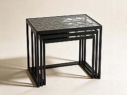 BARESSA-2 UCLU ZİGON ANTIK SEHPA KAHVERENGI 57,5x38,5x50cm - KERVAN