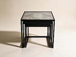 BARESSA-4 UCLU ZİGON ANTIK SEHPA SIYAH 60x40x50cm - KERVAN
