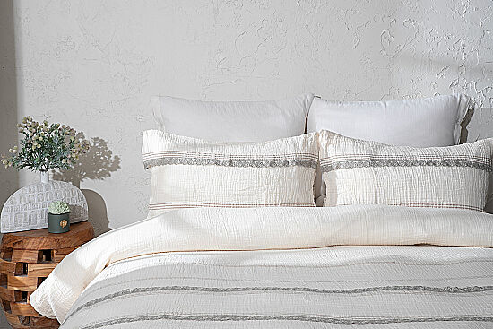 BENARD NEVRESİM TAKIMI 200X220 4 PRC ECRU-HAKİ - 1