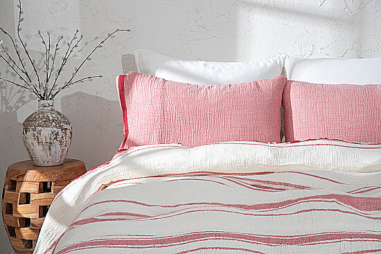 BERLİCA PİKE TAKIMI 240X220 4 PRC ECRU-KIRMIZI - 1