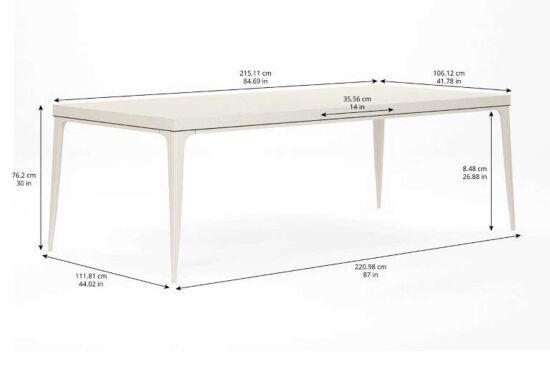 BLANC DİKDÖRTGEN YEMEK MASASI KREM 112x256x76cm 289220-1040 - 6