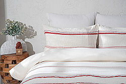 BLENCA NEVRESİM TAKIMI 200X220 4 PRC ECRU-KIRMIZI - 1