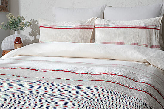 BLENCA NEVRESİM TAKIMI 240X220 4 PRC ECRU-KIRMIZI - 2