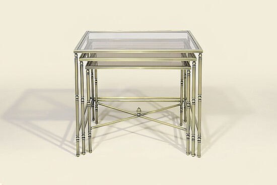 BOMBAY DİKDÖRTGEN 3 LÜ ZİGON SEHPA 40X60X60 CM ESKİTME - 1