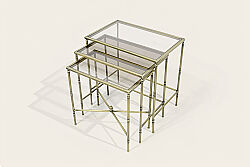 BOMBAY DİKDÖRTGEN 3 LÜ ZİGON SEHPA 40X60X60 CM ESKİTME - 2