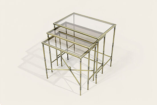 BOMBAY DİKDÖRTGEN 3 LÜ ZİGON SEHPA 40X60X60 CM ESKİTME - 2
