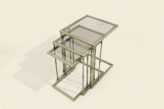 BOMBAY FİT 3 LÜ ZİGON SEHPA 45X52X60 CM ESKİTME - 2