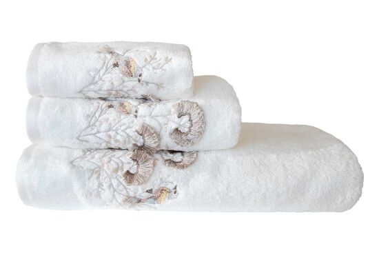 BOMONTİ HAVLU 30X50 KUŞ NAKIŞLI EKRU RENK - 4