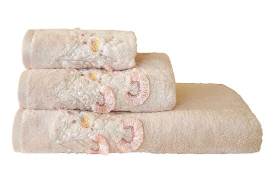 BOMONTİ HAVLU 30X50 KUŞ NAKIŞLI TAŞ RENK - 3
