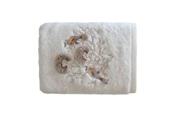 BOMONTİ HAVLU 50X90 KUŞ NAKIŞLI EKRU RENK - YÜZ HAVLUSU