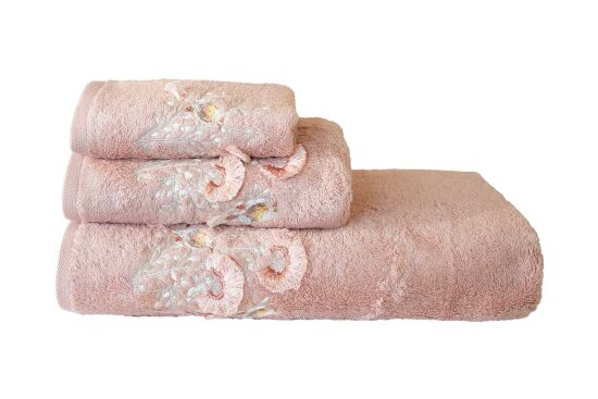BOMONTİ HAVLU 50X90 KUŞ NAKIŞLI KREMİT RENK - 4