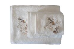 BOMONTİ HAVLU 90X150 KUŞ NAKIŞLI EKRU - 3