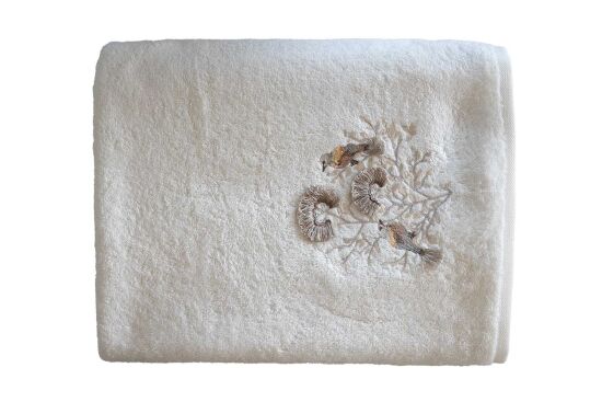 BOMONTİ HAVLU 90X150 KUŞ NAKIŞLI EKRU - 1