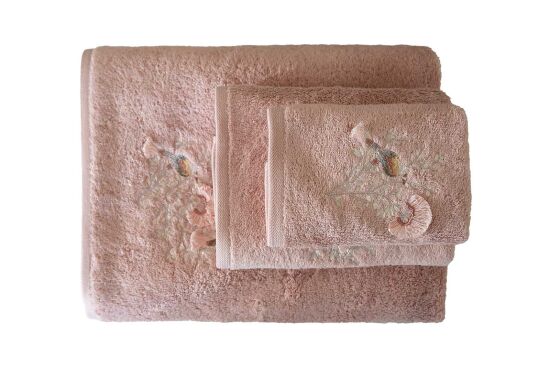 BOMONTİ HAVLU 90X150 KUŞ NAKIŞLI KREMİT RENK - 5