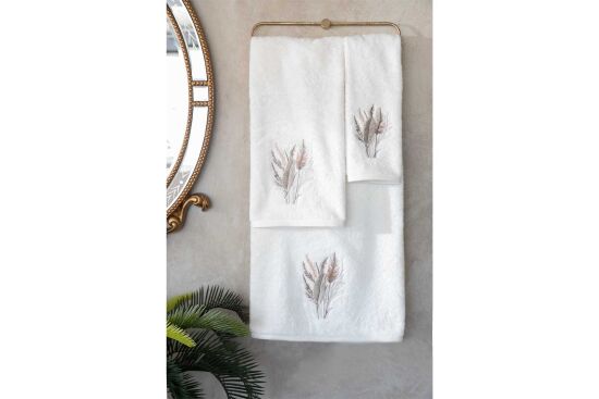 BOMONTİ HAVLU 90X150 TÜY NAKIŞLI EKRU RENK - 6