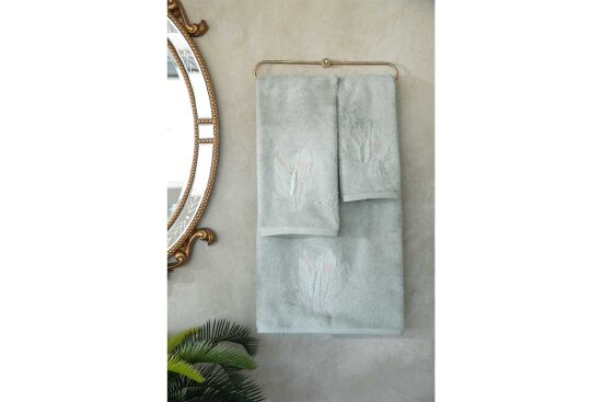 BOMONTİ HAVLU 90X150 TÜY NAKIŞLI YEŞİL RENK - 6