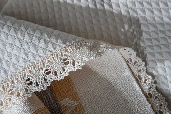 BONİSSA DANTELLİ PİKE-YATAK ÖRTÜSÜ 240x250 KREM-MAVİ - 5