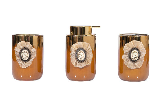 BROŞLU BANYO SET 3'LÜ ZYA21036-2 (SIVI SABUNLUK-DIS FIRCALIK-PAMUKLUK) - 1