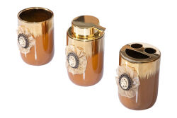 BROŞLU BANYO SET 3'LÜ ZYA21036-2 (SIVI SABUNLUK-DIS FIRCALIK-PAMUKLUK) - 2