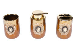 BROŞLU BANYO SET 3'LÜ ZYA21036-2 (SIVI SABUNLUK-DIS FIRCALIK-PAMUKLUK) - 3