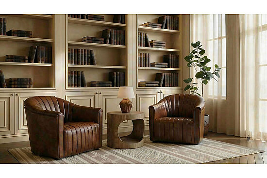 BRUCE BERJER DERİ KAHVE 82x81x76cm C0283-1D B218 NEWARK DARK BROWN - 3