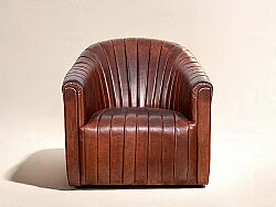 BRUCE BERJER DERİ KAHVE 82x81x76cm C0283-1D B218 NEWARK DARK BROWN - KERVAN