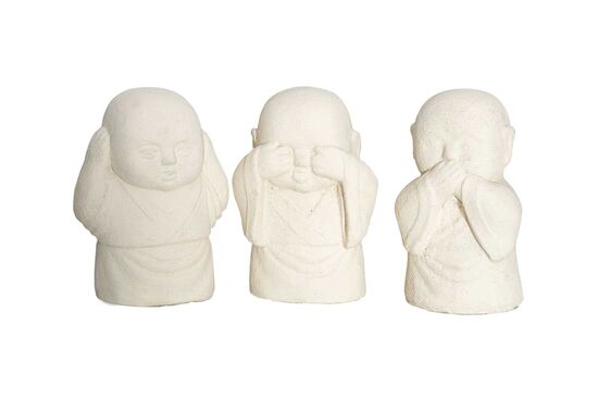 BUDA 3'LÜ HEYKEL SET KREM 14x10x18cm (GÖRMEDİM-DUYMADIM-BİLMİYORUM)