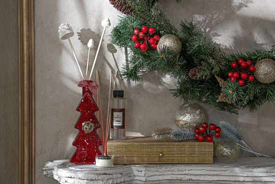 ÇAM AĞAÇLI DEKORATİF KOKU ŞİŞESİ KUTULU SET KIRMIZI - 3