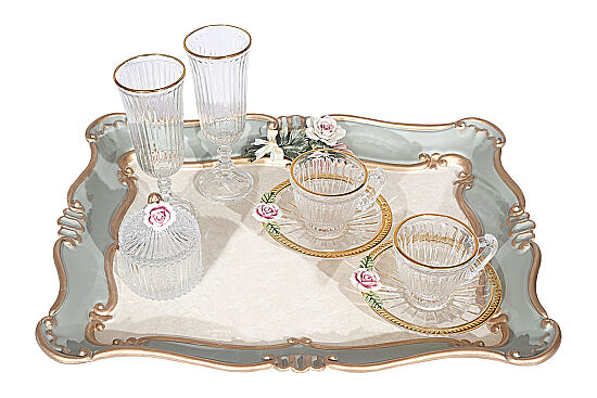 CARİNA TEPSİLİ SET 33x42 cm YEŞİL - 1