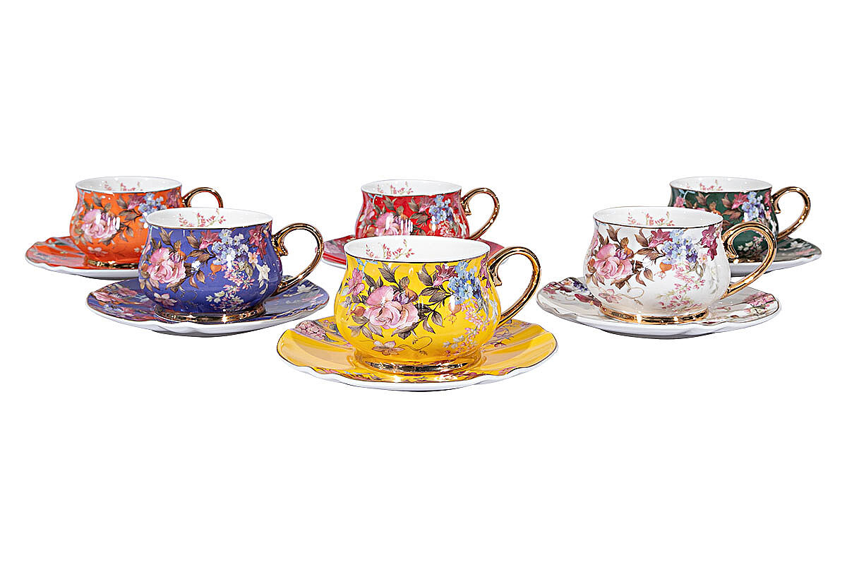 ÇAY SETİ  6'LI  RENKLİ 200cc ( 1584Y/B/R/OR/G/W )