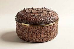 CF1170171-L61 CROCO DEKORATIF KUTU KAHVERENGI 14x14x9cm - KERVAN