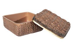 CF1179146-L61 CROCO DEKORATIF KUTU KAHVERENGI 15.5x15.5x9.2cm - Thumbnail