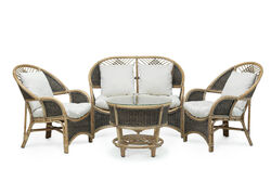 COBANA İKİLİ KOLTUK 125x82x91cm+TEKLİ KOLTUK 75x82x91cm (2 ADET) + ORTA SEHPA 69x69x57cm NATUREL - KERVAN