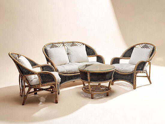 COBANA İKİLİ KOLTUK 125x82x91cm+TEKLİ KOLTUK 75x82x91cm (2 ADET) + ORTA SEHPA 69x69x57cm NATUREL - 2