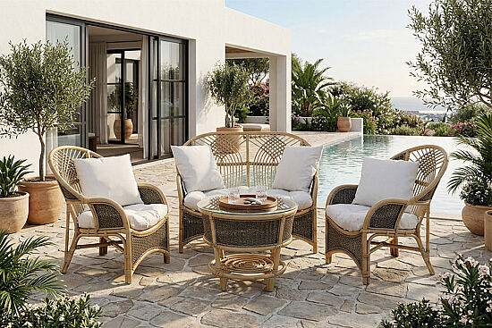 COBANA İKİLİ KOLTUK 125x82x91cm+TEKLİ KOLTUK 75x82x91cm (2 ADET) + ORTA SEHPA 69x69x57cm NATUREL - 3