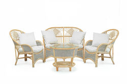 COBANA İKİLİ KOLTUK 125x82x91cm+TEKLİ KOLTUK 75x82x91cm (2 ADET)+ORTA SEHPA 69x69x57cm ESKİTME BEYAZ - 2