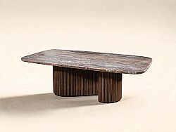CONCH ORTA SEHPA KAHVERENGİ GRİ MERMER 75x150x40cm CT239100_BND - KERVAN