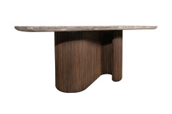 CONCH YEMEK MASASI KAHVERENGİ GRİ MERMER 100x180x76cm DT230042_BND - 2