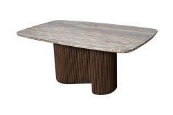 CONCH YEMEK MASASI KAHVERENGİ GRİ MERMER 100x180x76cm DT230042_BND - KERVAN