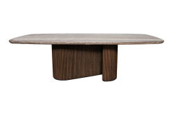 CONCH YEMEK MASASI KAHVERENGİ GRİ MERMER 110x240x76cm DT239122_BND - KERVAN