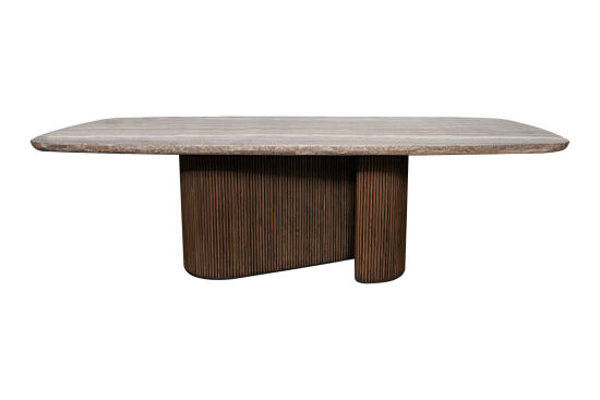CONCH YEMEK MASASI KAHVERENGİ GRİ MERMER 110x240x76cm DT239122_BND - 1